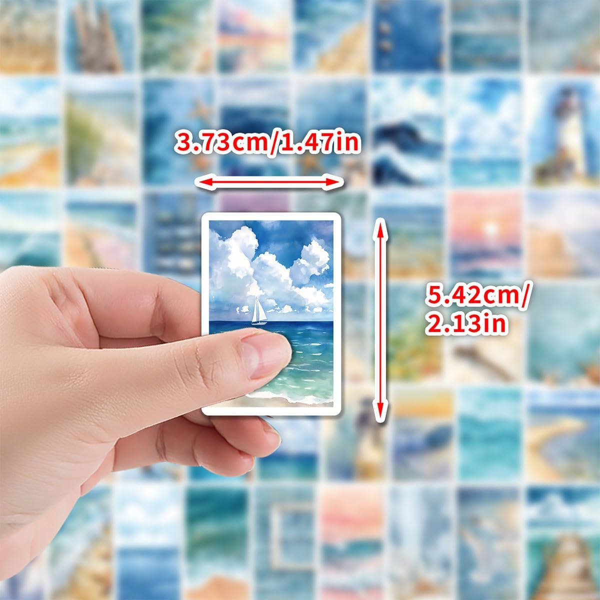 50Pcs Coastal Stickers, Watercolor Ocean Vinyl Decals image 3