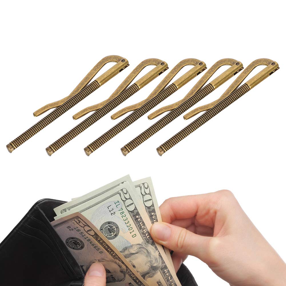 5 Fermasoldi Per Portafoglio In Acciaio Galvanizzato - Molla Dura, 85mm, Finitura Bronzo Per Banconote