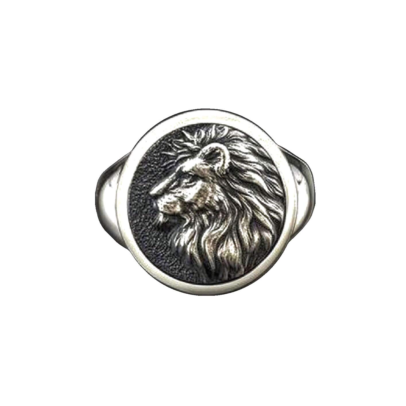 PikaLFAnillo de cabeza de león para hombre, anillo de león vikingo nórdico, anillo con sello de león hip hop, anillos de banda tallados vintage, anillo tótem león, anillo amuleto león punk