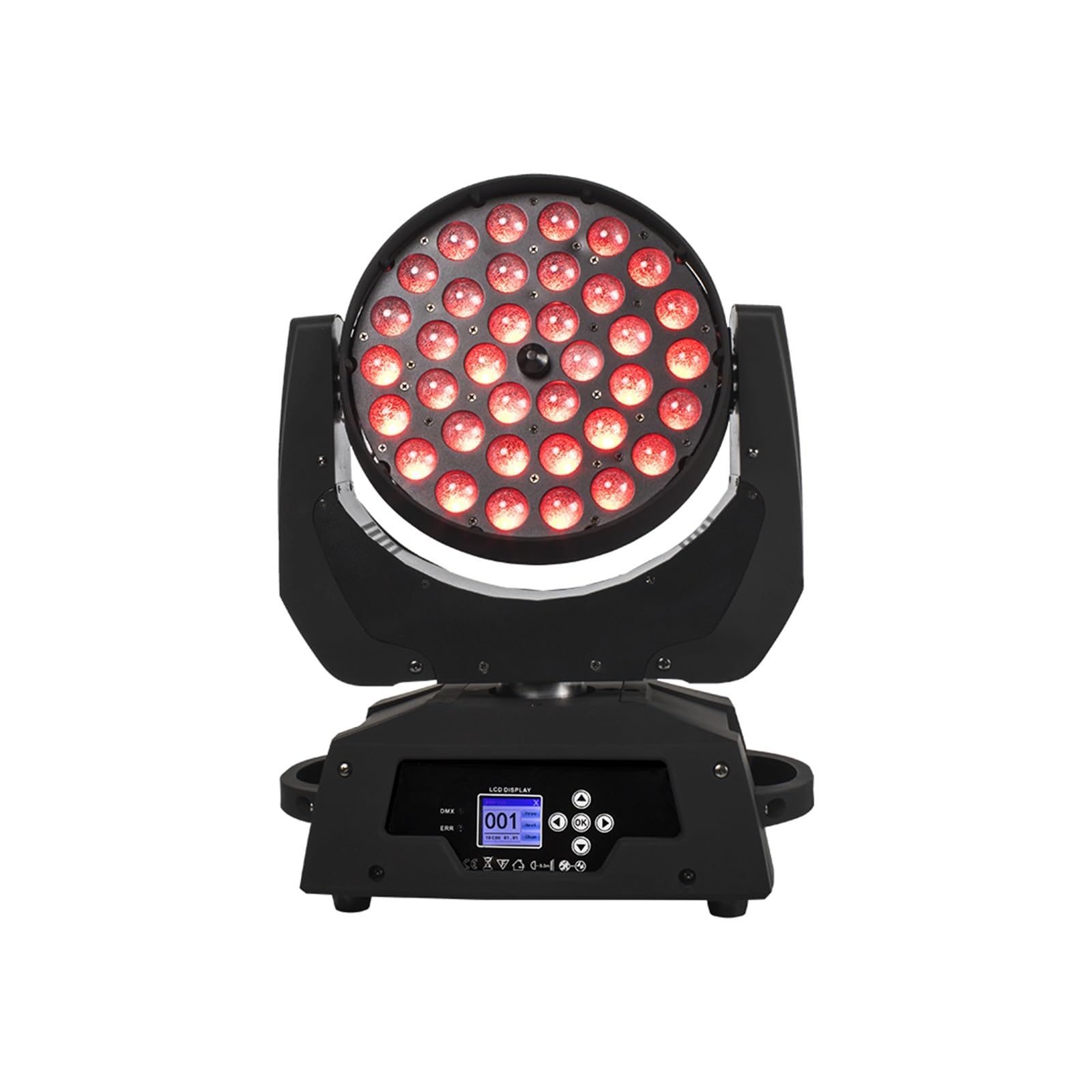 Luces estroboscópicas de DJ, luces de escenario, 36x18W LED Lavado Cabeza móvil Botón de iluminación Versión RGBWA + Color UV for discoteca Discoteca Boda Espectáculo de luces de bricolaje