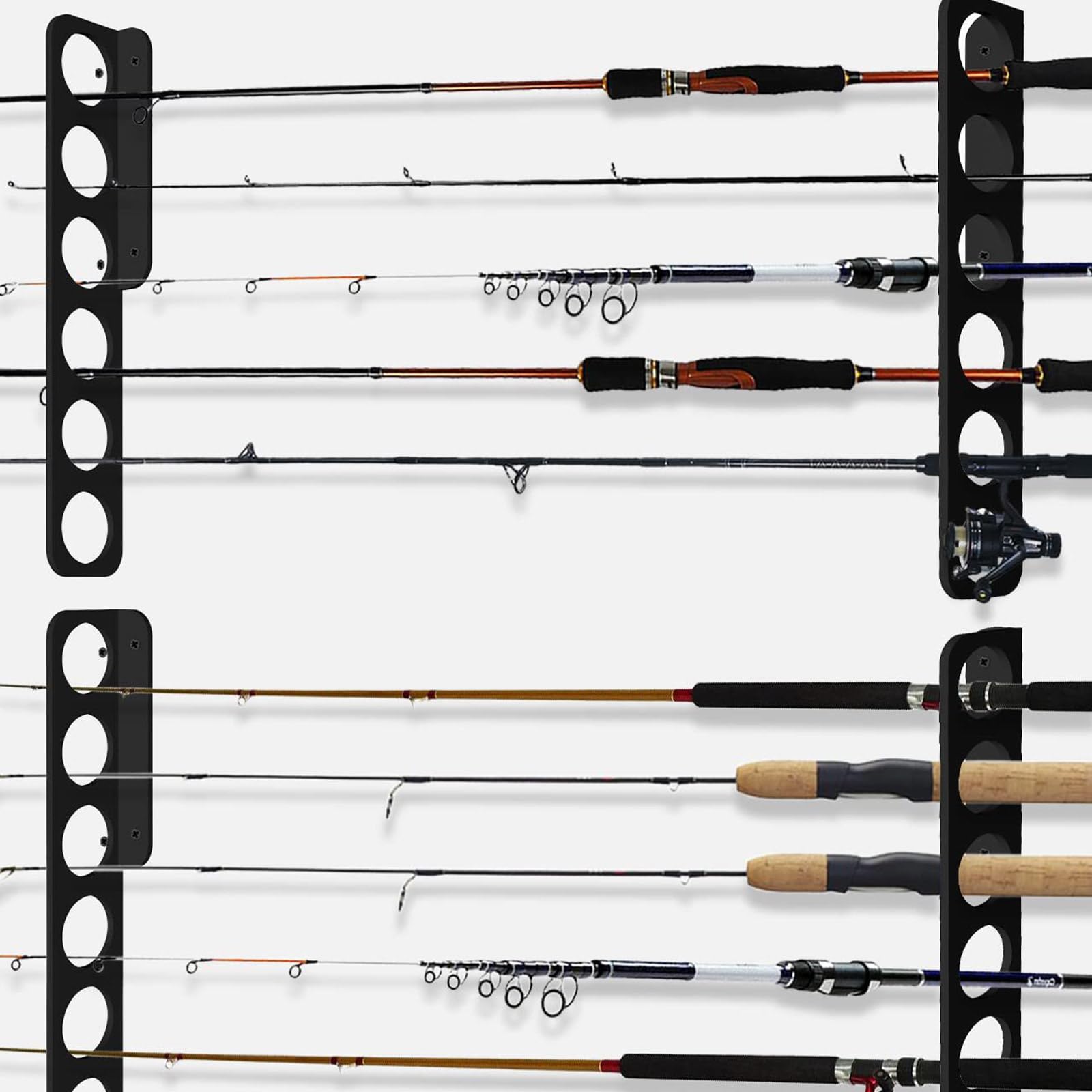Supporto per canna da pesca a parete Supporto per canna da pesca orizzontale 6/12-Rod Supporto per canna da pesca