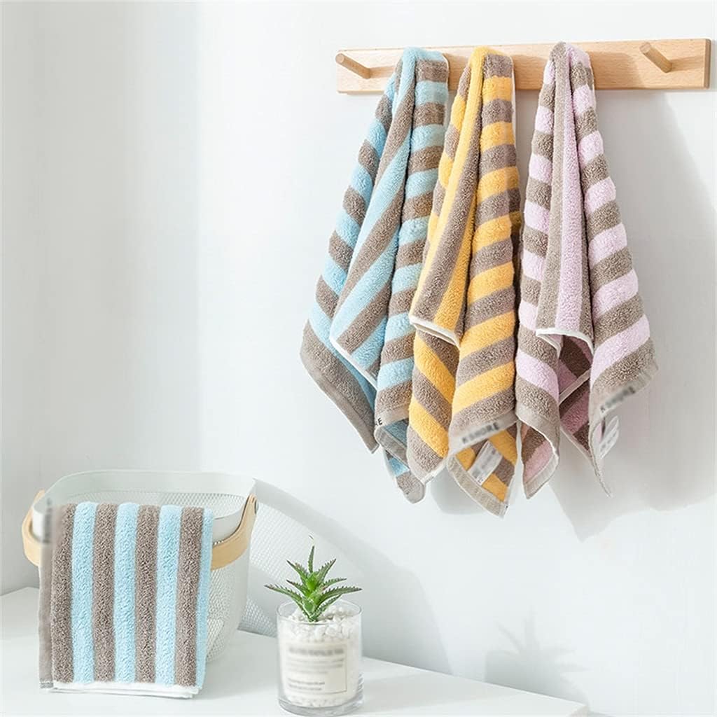 Cotton Towels 2 Packs of Striped Face Wash Men and Women Couples Soft Absorbent and Quick-Drying Towels(E)