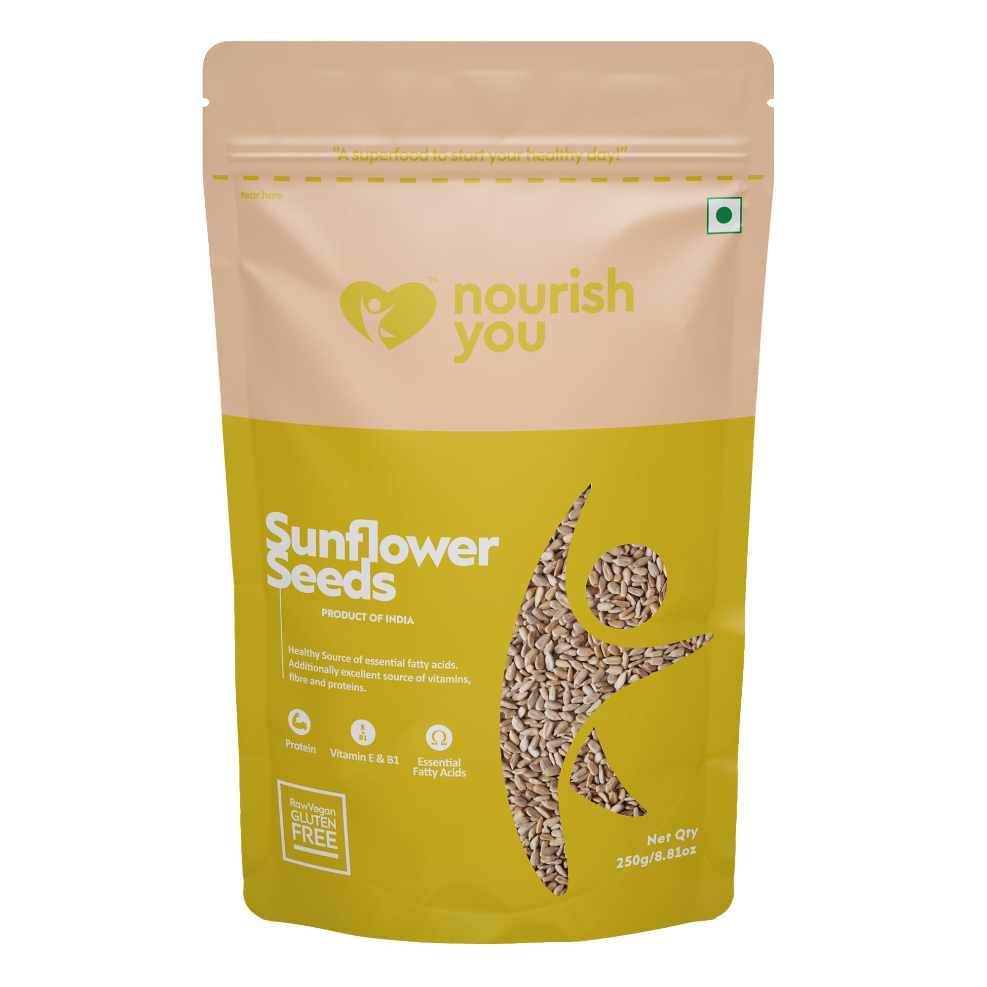 Nourish You Raw sunflower seeds 250 gm - Raw Sunflower Seeds for Eating | Diet Food | Healthy Snack | suryaful seeds | Weight management | Source of Antioxidants | Fibre rich superfood
