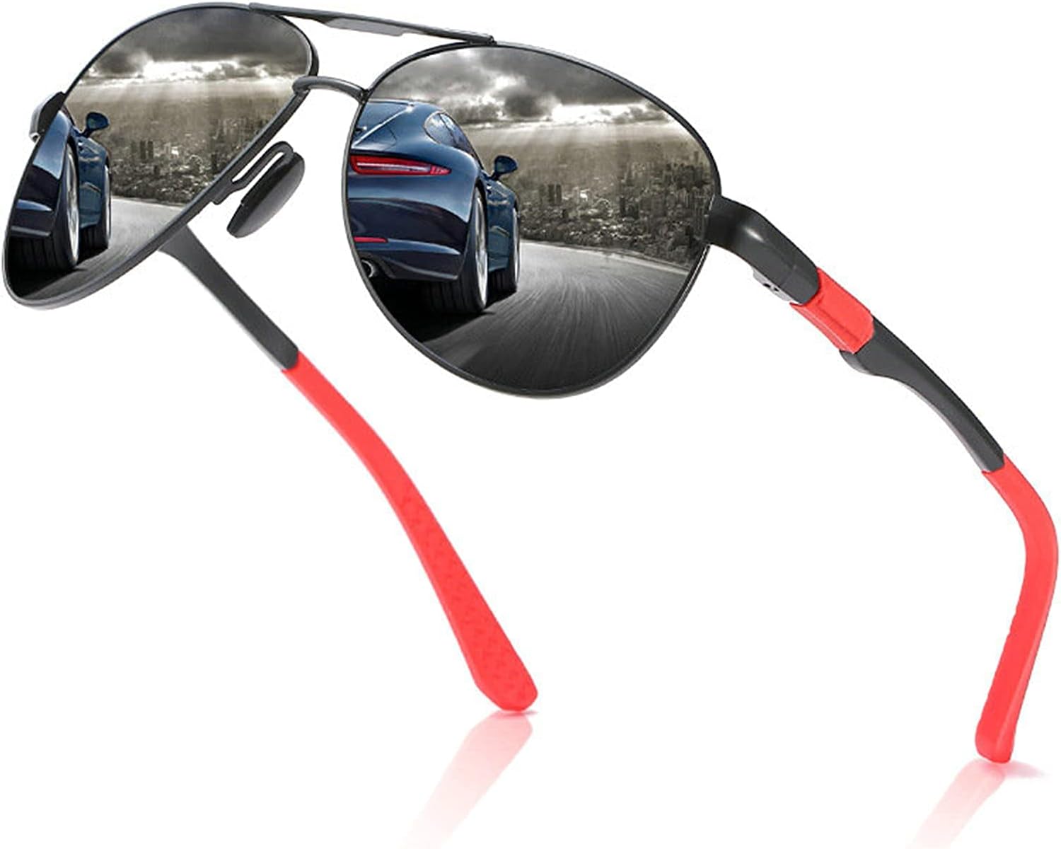 COTIA Men's Pilot Full Reading Sunglasses Square Aluminum Magnesium Frame Outdoor Sports Presbyopic Sun Glasses