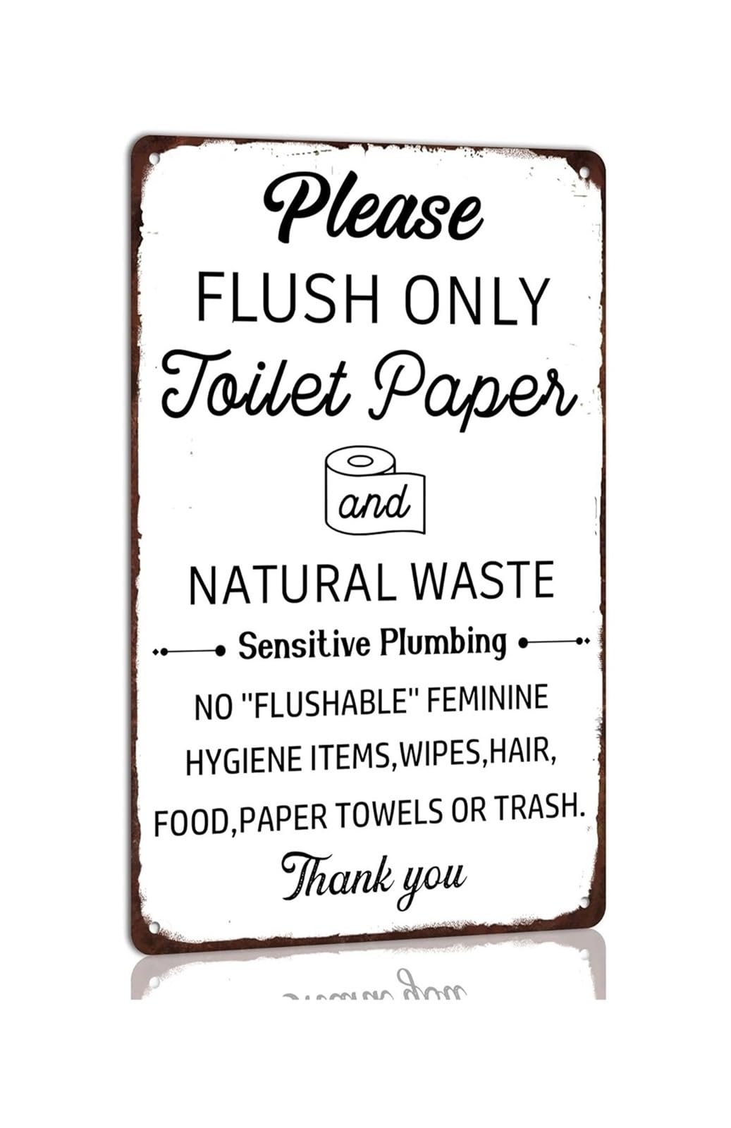 SMGLRUEAT Funny Toilet Rules Metal Tin Sign with Vintage Design Flush Only Toilet Paper Sign for Bathroom Wall 8 X 12 inch​