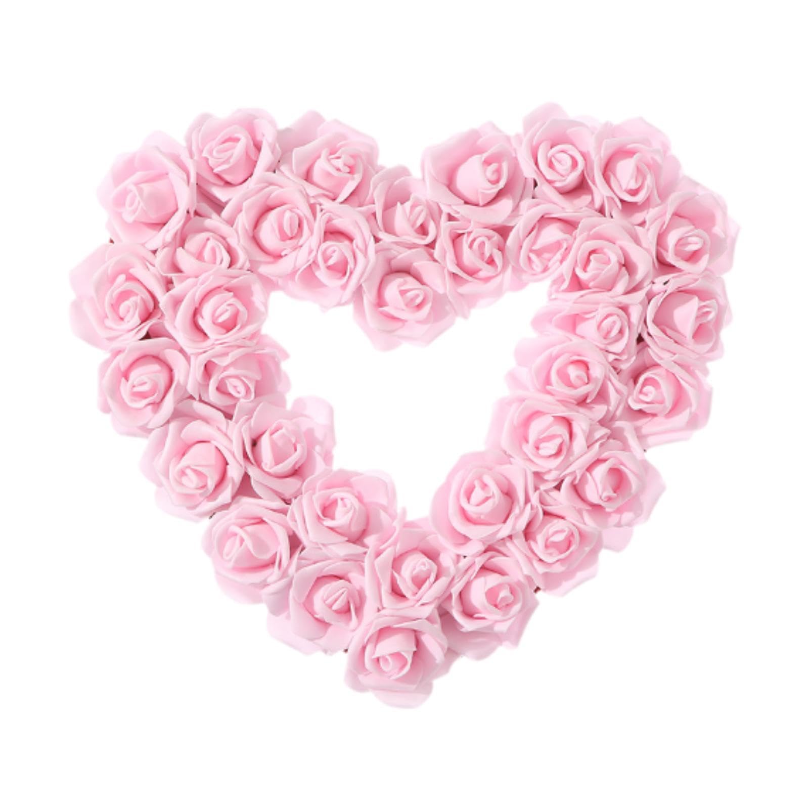 Couronne artificielle rose en forme de cœur pour déco de porte et mur