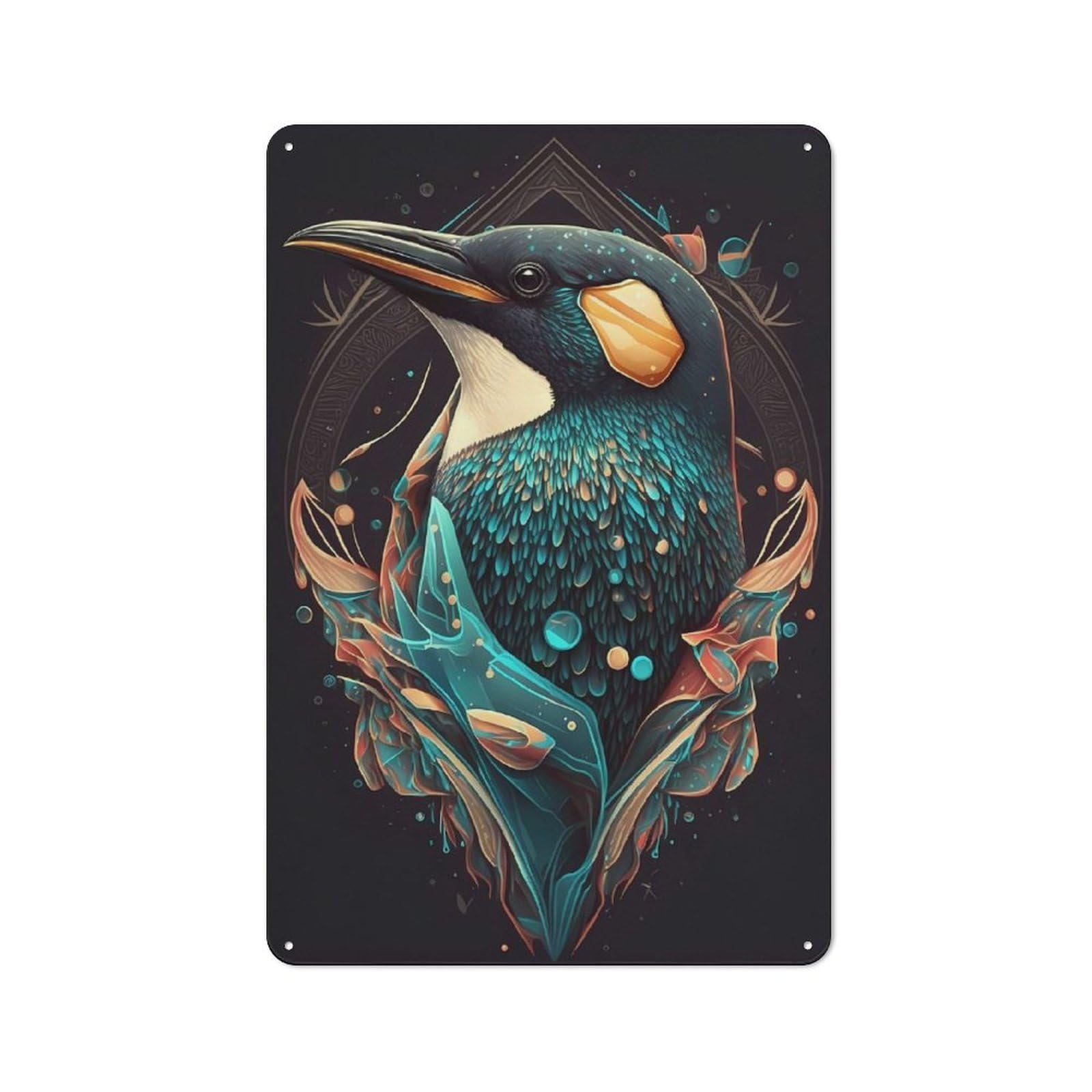 Junmoney Penguin Winsome Rustic Tin Sign 30X20cm, Shed Style Utility Space Decor For Patio Bar, Workshop, Shed Or Kitchen