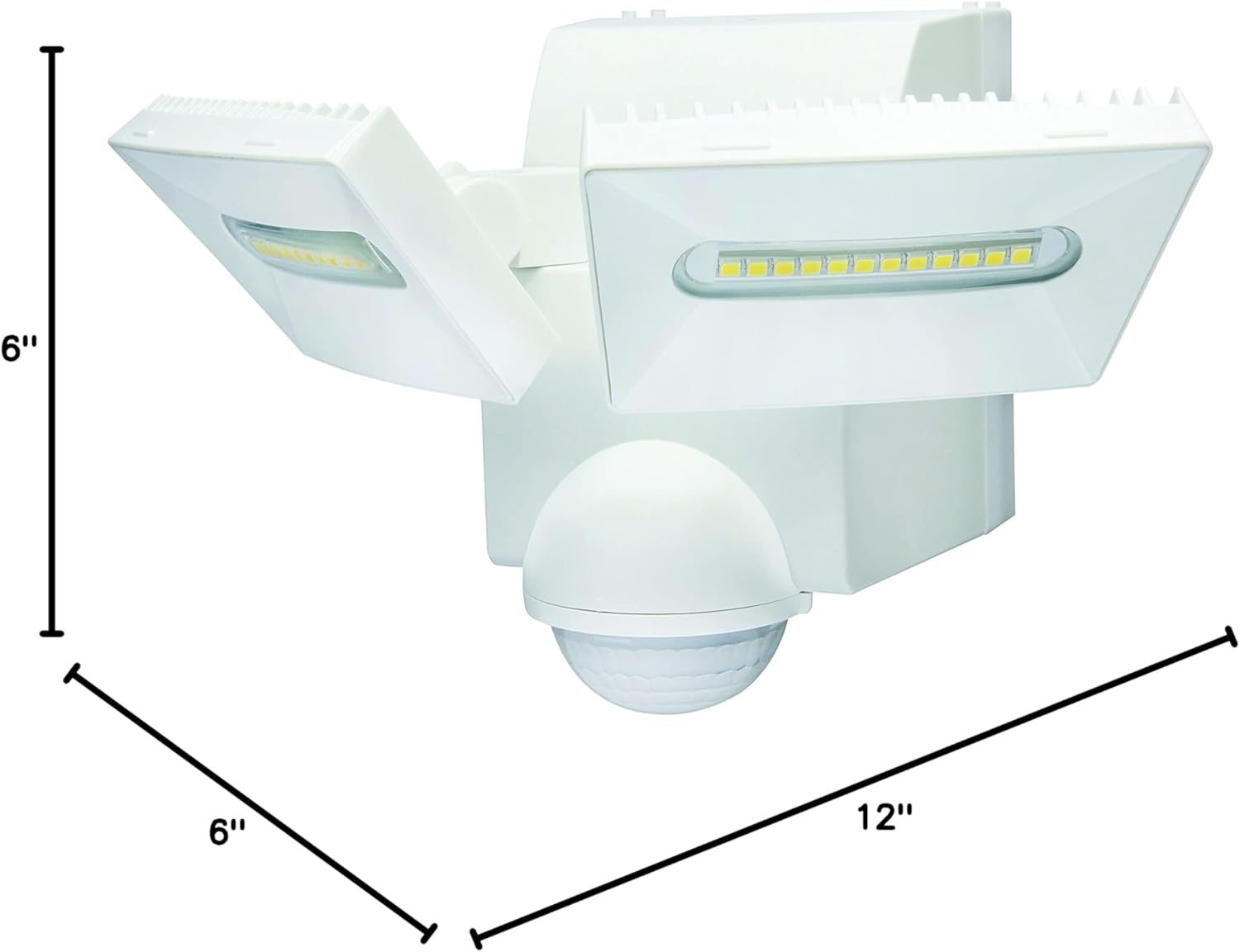 Motion Security Flood Light, Battery Operated Motion Sensor, 800 Lumen LED, Wall or Eave Soffitt Universal Mount Indoor Outdoor Closet Shed Attic Workshop Garage Grill Light WH
