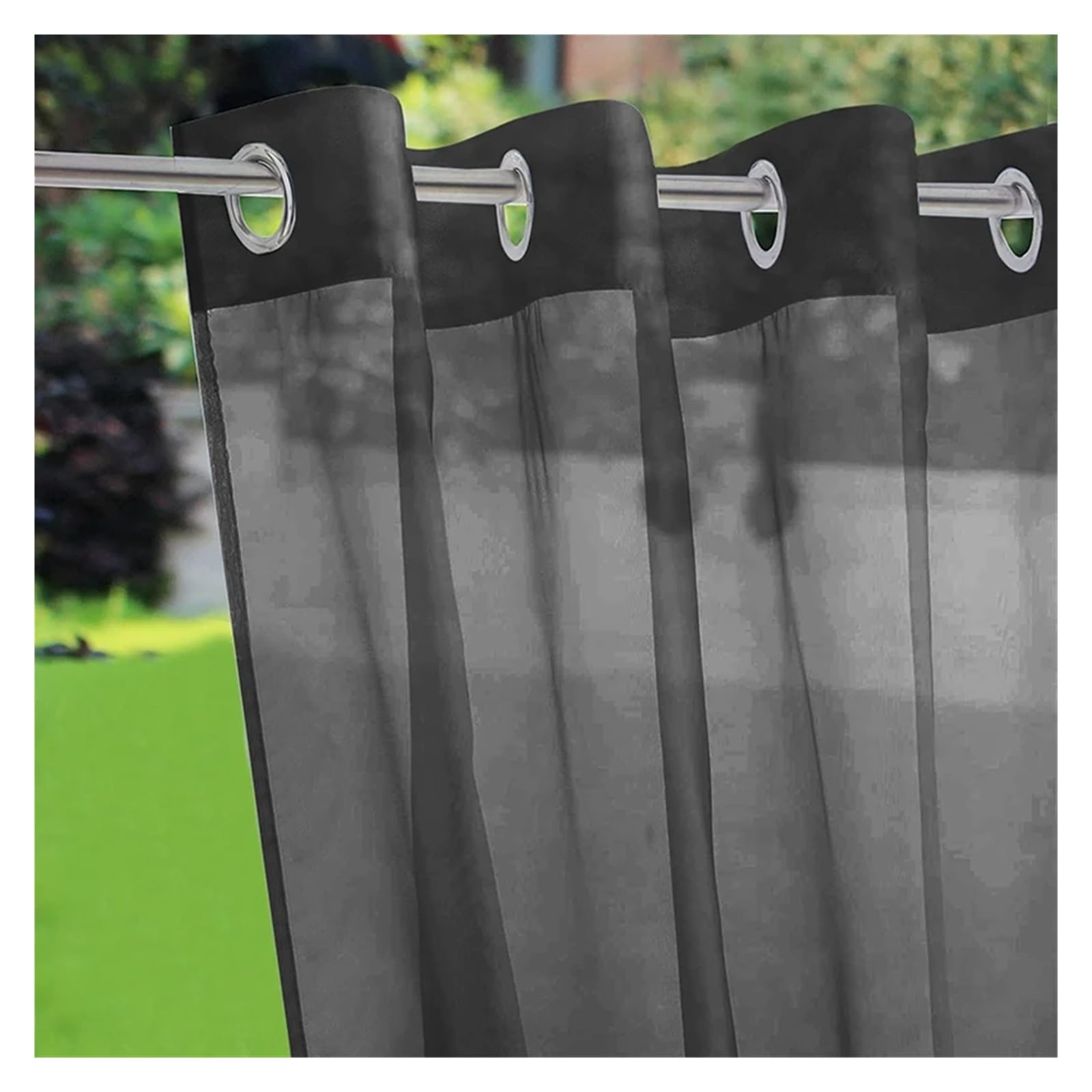 Zymjzbetic Pergola Curtain Waterproof Outdoor Patio Panel Curtains Screening Voile Sheer Curtain Drapes Windproof Garden Gazebo Porch Exterior Decor(Black,WxH 132x274cm)