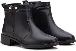 Bota Cano Curto Feminina Calce Fácil Montaria Couro