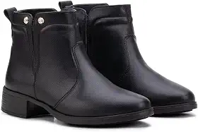 Bota Cano Curto Feminina Calce Fácil Montaria Couro