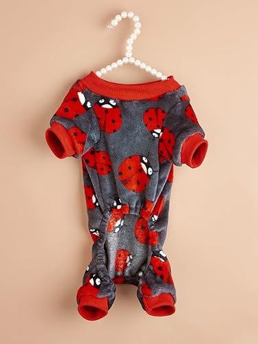 Miniatura 4 de Moorfowl Pijama de forro polar para perros pequeños, overol con estampado de coccinella roja, para cachorros, para chihuahua, Yorkie, Navidad,