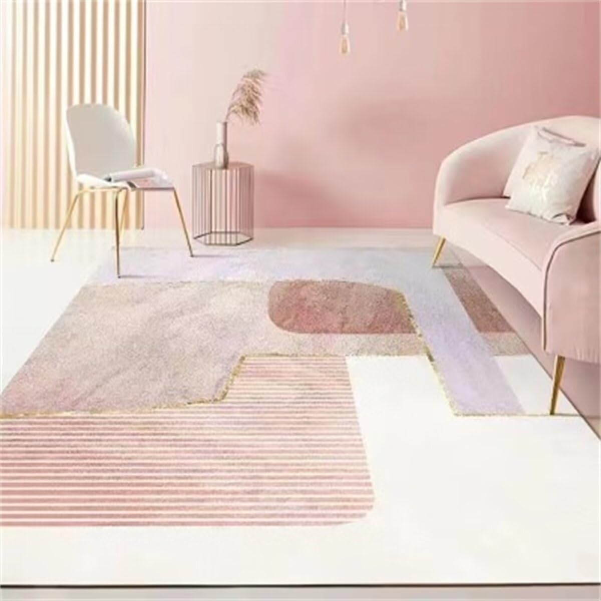 Tapis de chambre fille rose violet résistant aux taches taille 140x200 cm