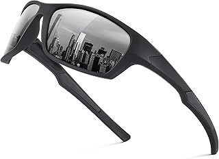 Fanshen Polarized Sunglasses for Men Women, Wrap Around Sunglasses for Mens Womens Cycling Running UV Protection