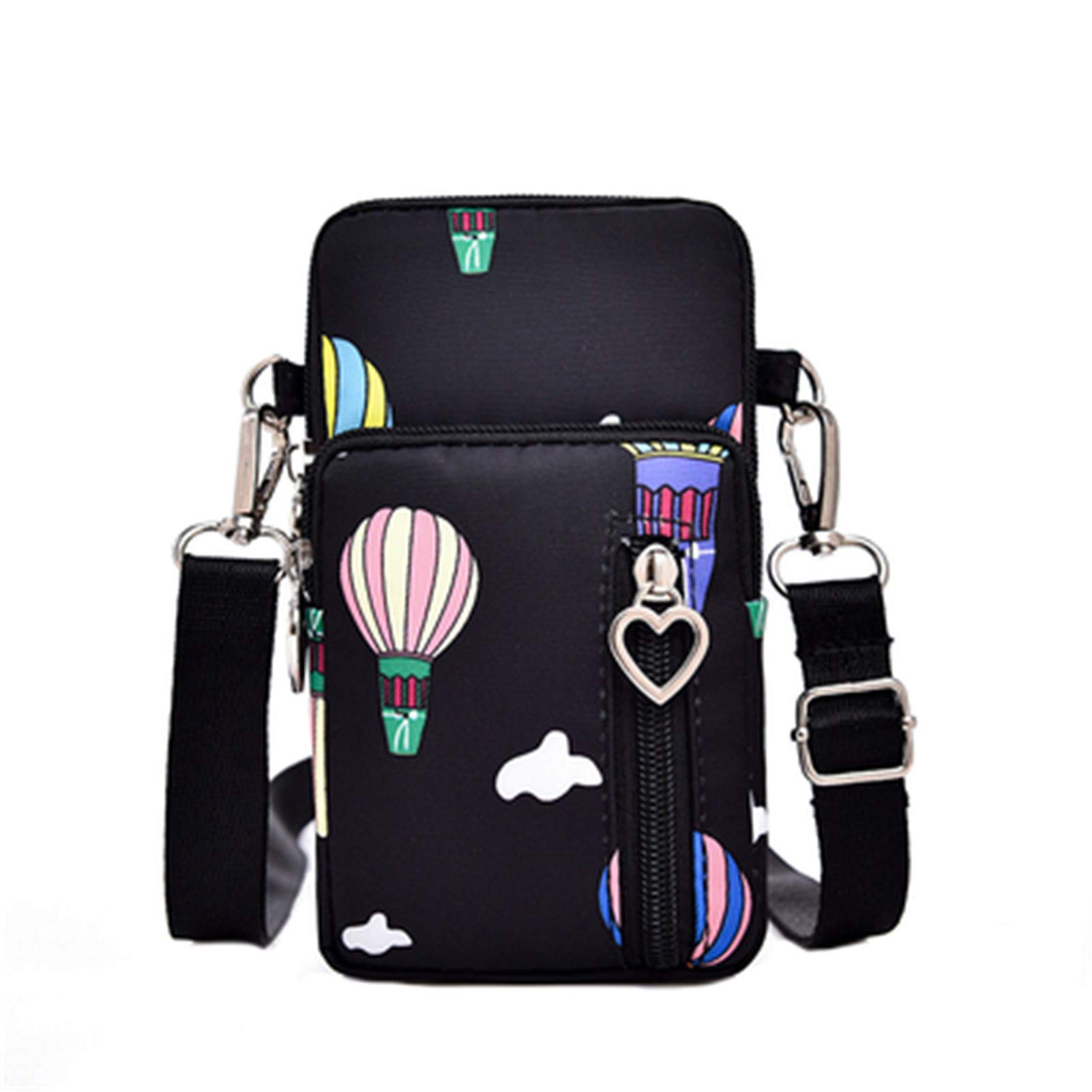 VooDirop Nylon Mini Cross Body Bag Phone Bags Wallet Purse Shoulder Bag Wristlet Handbags Outdoor Sports Purse Case Bag with 3 Zip Pockets For Less than 7.1 inch Cellphone