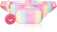 Vista 1 de Riñonera de moda brillante para niñas, con dos bolsillos, manos libres, ligera, con cinturón, para vacaciones, festivales, fiestas, viajes