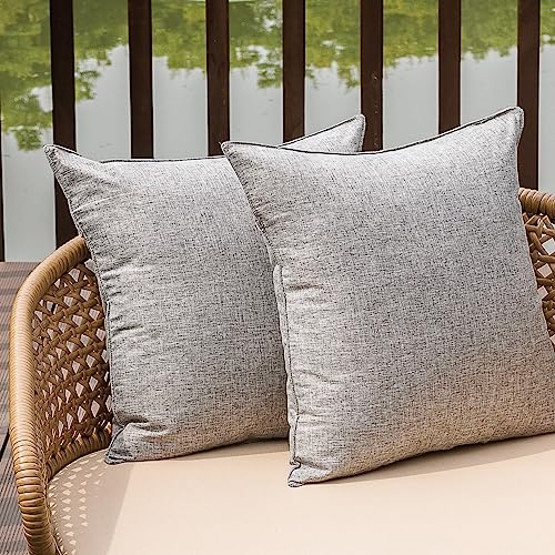 NiNi ALL Waterproof Outdoor Pillow Covers 24x24 Set of 2 Patio Grey by NiNi ALL - Used condition - US$15.55
