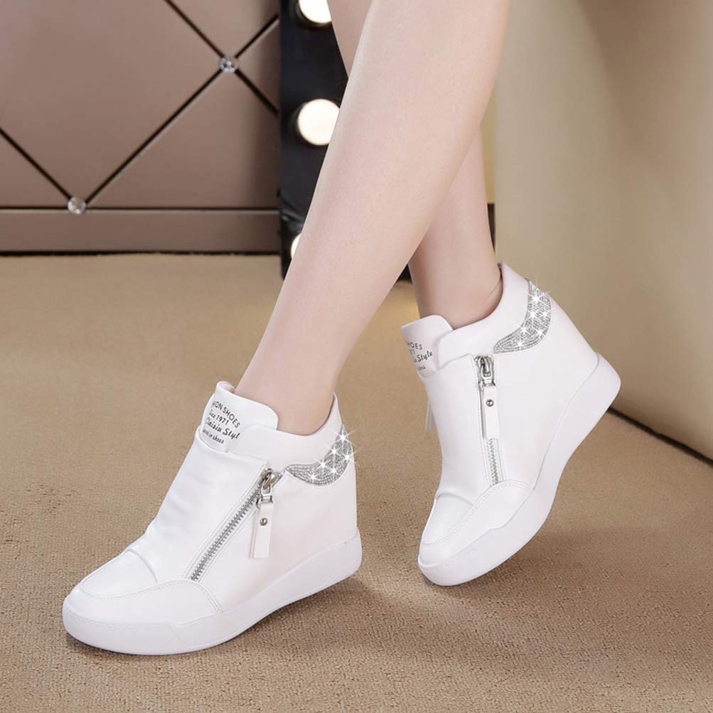 Sneakers Alte con Zeppa nascoste da Donna Scarpe da Ginnastica con Plateau Scarpe da Ginnastica con Plateau PU Scarpe Sportive con Zeppa