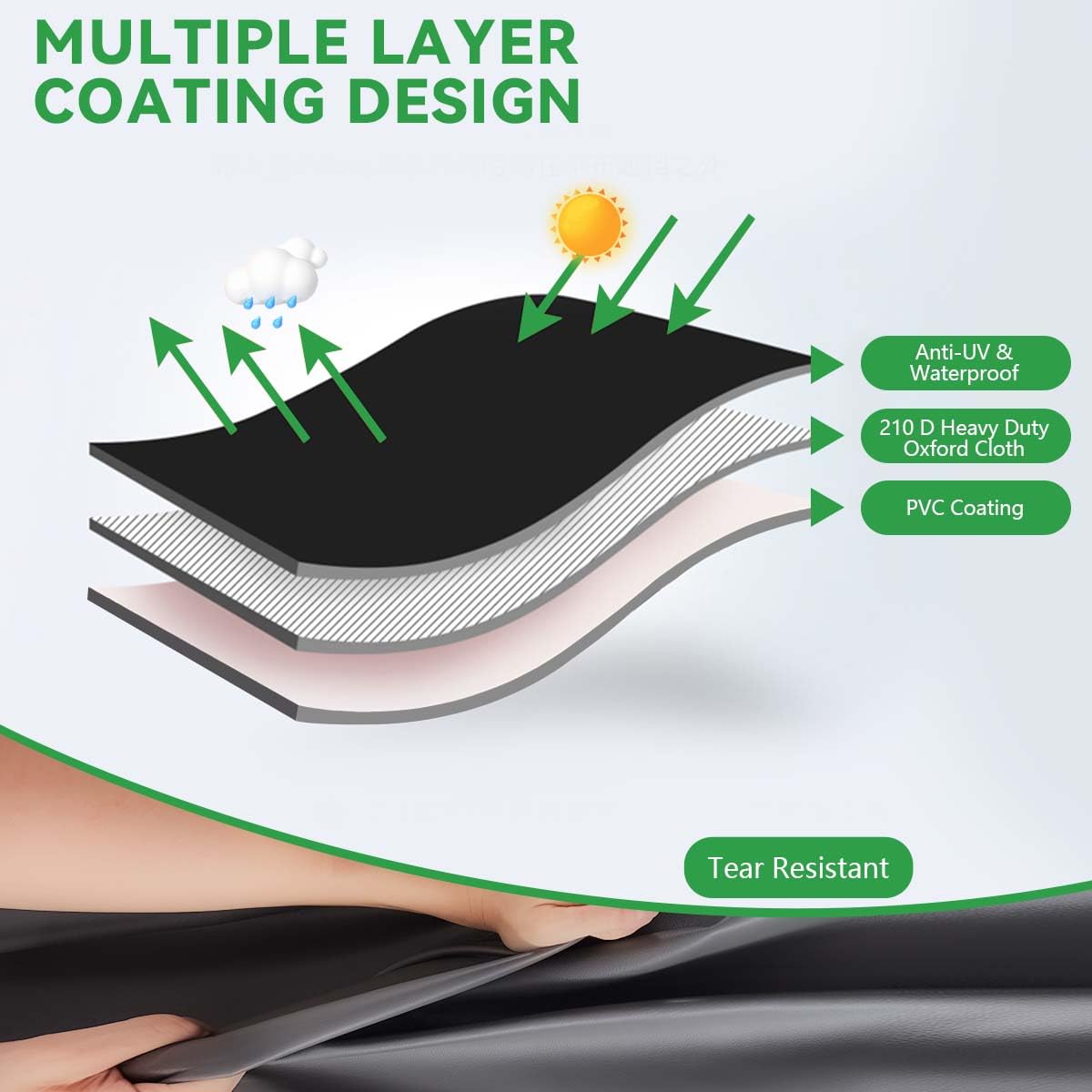 OBTANIM Funda impermeable para cortacésped de exterior, poliéster Oxford resistente al polvo, protección contra el polvo, cubierta para tractor de césped de hasta 54 pulgadas, con cordón y bolsa de