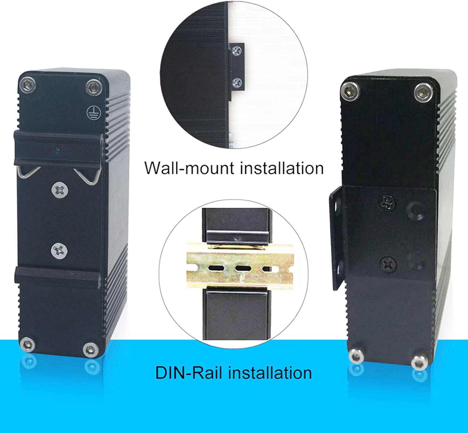 Industrial Gigabit Ethernet PoE+ Switch 5-Port 10/100/1000BASE-T Auto-MDI/MDI-X Half/Full Duplex Compact 30W PoE+ Ethernet Switch 12~48VDC Wide Range Power Input