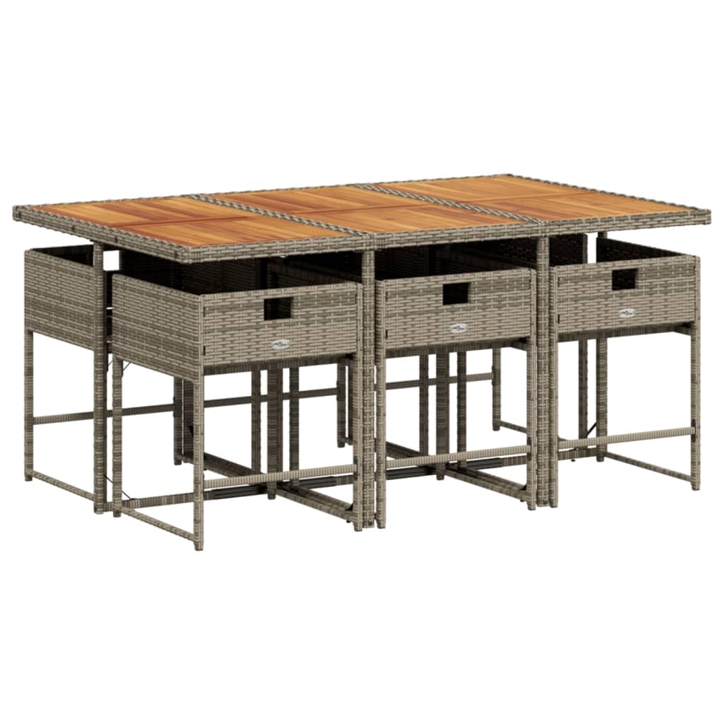 ShGaxin Set Sala da pranzo da giardino 7 pezzi e cuscini in rattan sintetico Grigio, Set Tavolo e Sedie Giardino, Tavolo Terrazza Esterno e Sedie, Set Terrazza, Mobili da Giardino Esterno - 3278041