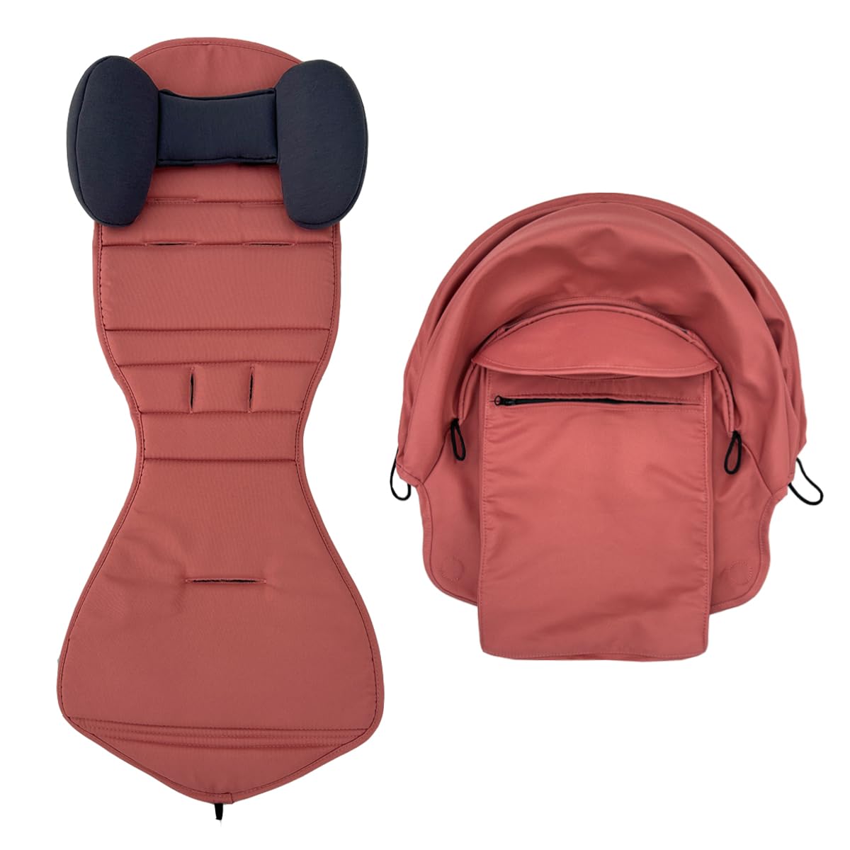 Ensemble de remplacement pour poussette compatible avec Babyzen YOYO/YOYO+/YOYO2/Stokke YOYO3,pack de 6 couleurs,coussin de siège épaissi et canopy extensible,tissu déperlant (Ginger Pink)