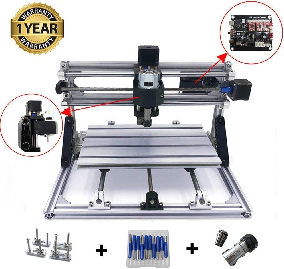 [Upgrade Version] DIY CNC Router Kits 3018 GRBL Control Wood Carving Milling Engraving Machine (Working Area 30x18x4.5cm, 3 Axis, 110V-240V)