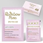 RainbowPana Feminine Wipes, 40 Count ON-THE-GO Individually Wrapped | Flushable Wipes, Travel Wipes for Women, Pre/Post-Intimacy Cleansing | Aloe, Portulaca, Vitamin E | pH Balanced, Biodegradable