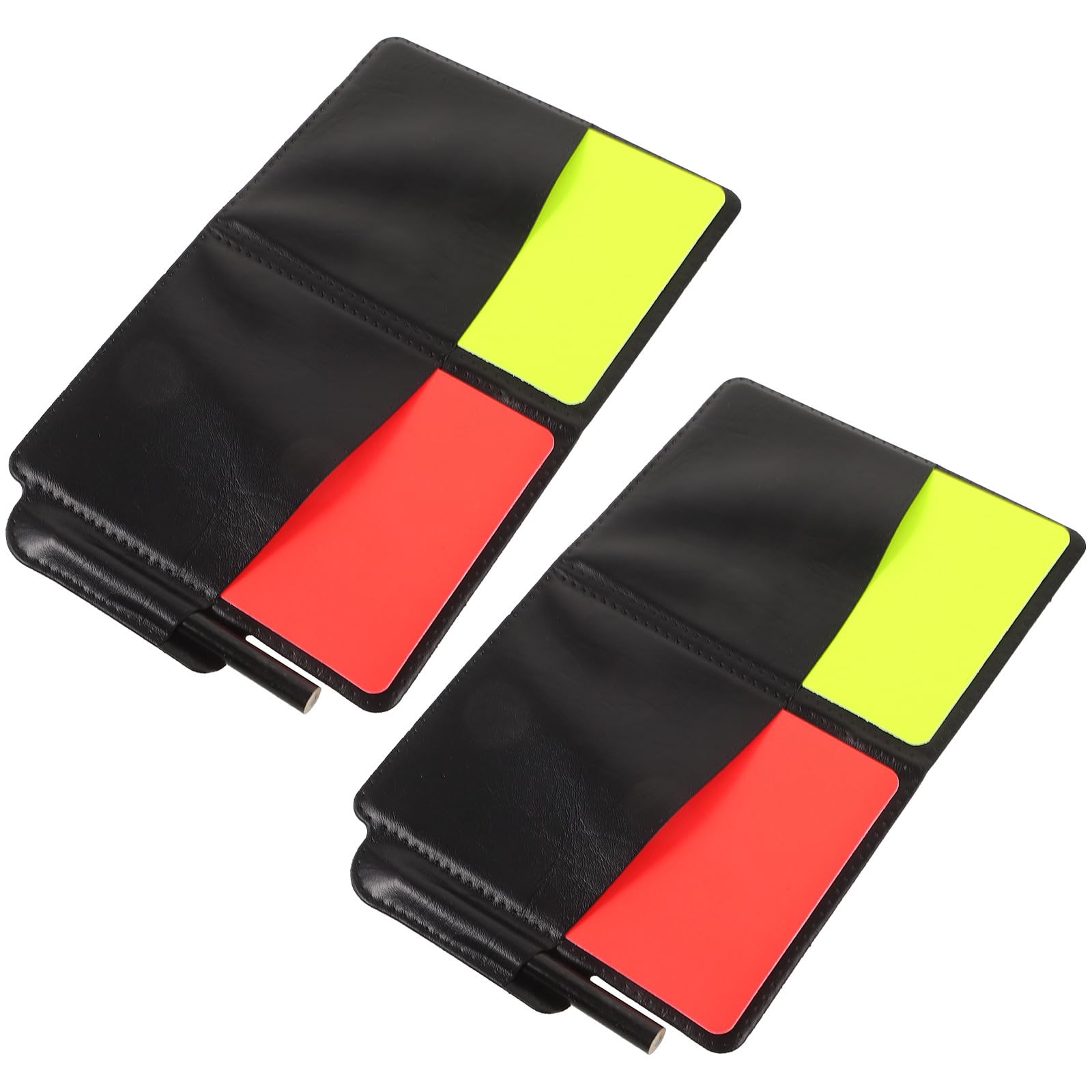 Angoily Kit Arbitro Calcio 2 Pezzi Cartellini Rossi e Gialli Sottili, Portafoglio Portatile, Penna e Blocco Note per Allenamenti Sportivi e Partite Ufficiali