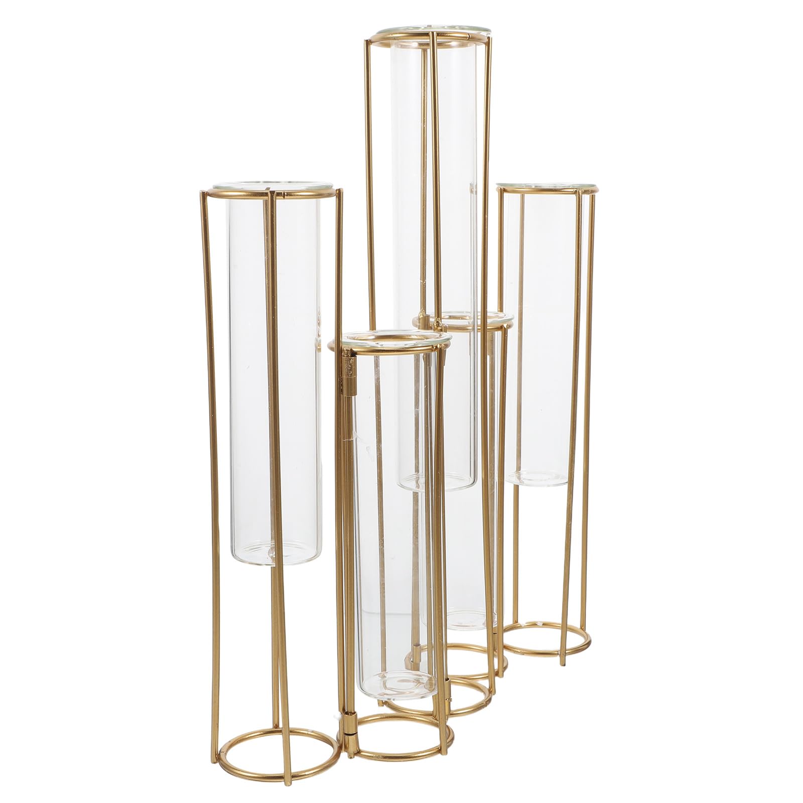 Cabilock Support De Plantes Hydroponiques Tubes De Propagation De Plantes Vase À Fleurs en Verre Cadre en Métal Vases Rotatifs pour La Maison Et Le Bureau