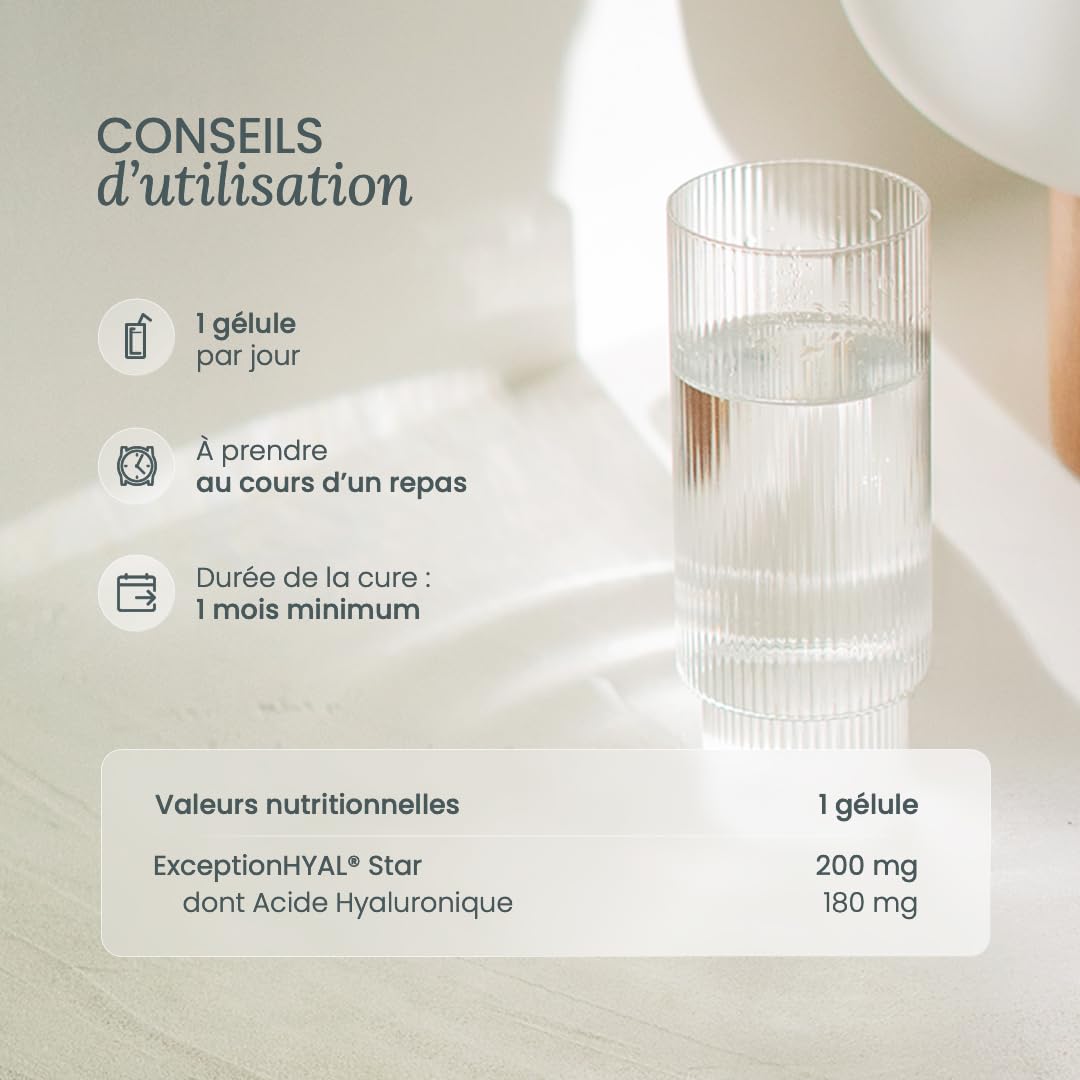 NUTRI & CO Acide Hyaluronique - Formule Anti-Age & Anti-Rides Efficace - Hydrate en Profondeur - Hydratation et Élasticité de la Peau - 60 gélules Vegan Made in France