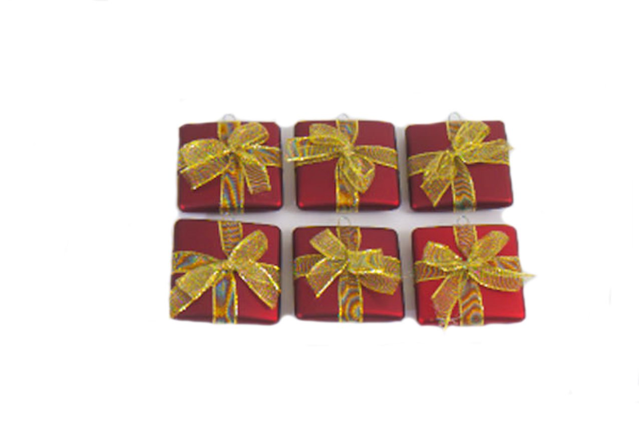Premier Christmas Red Set Of 6 Parcels Christmas Tree Ornaments