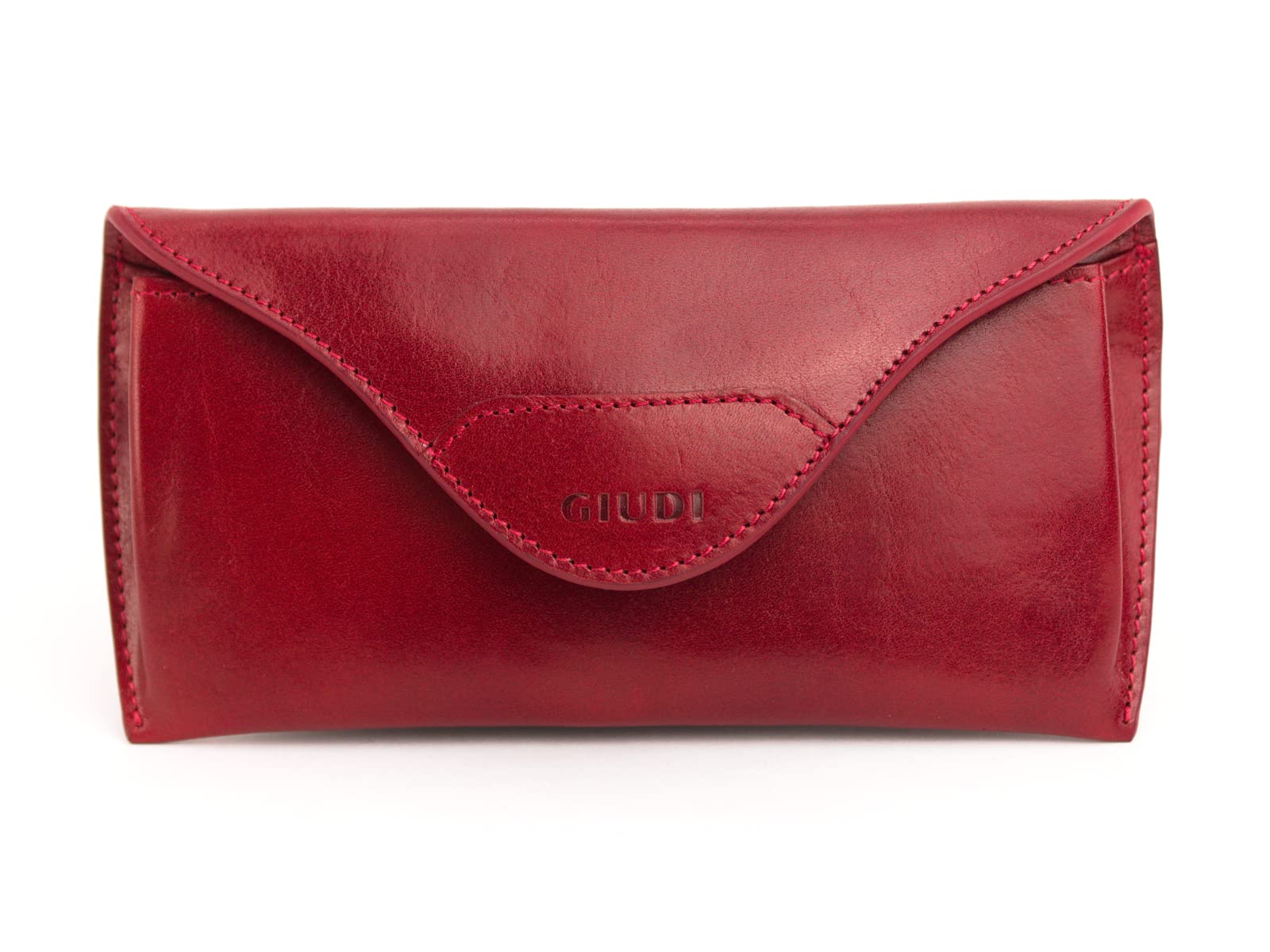 Giudi ® - Etui na okulary ze skóry bydlęcej, zapięcie magnetyczne, czerwony, jeden rozmiar