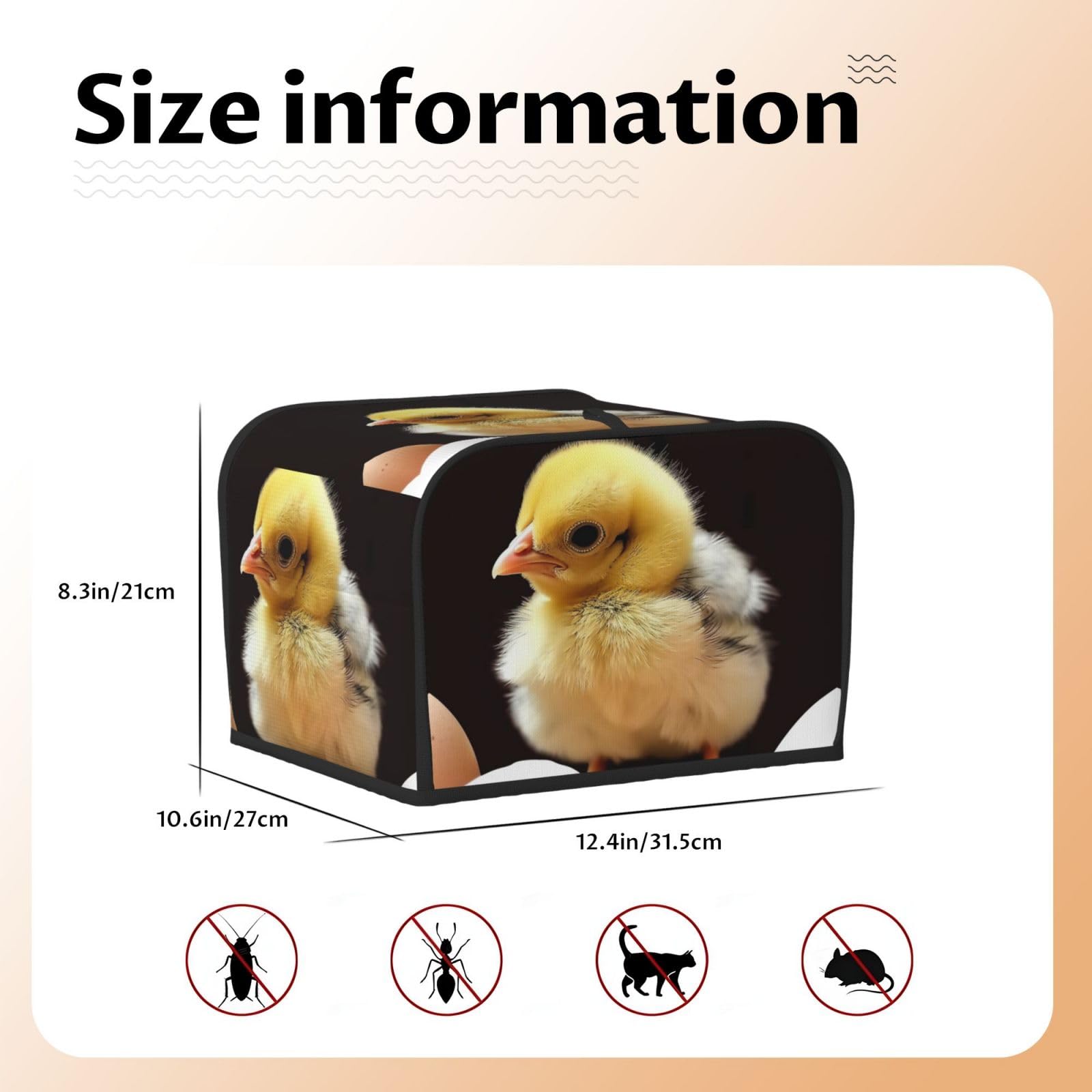 4 Slice Toaster Cover with Two Pockets for Storing knife Super Soft Appliance Covers Baby chicken Dust Cover for Kitchen Small Oven-Cover Kitchen Bread Machine Protector Covers