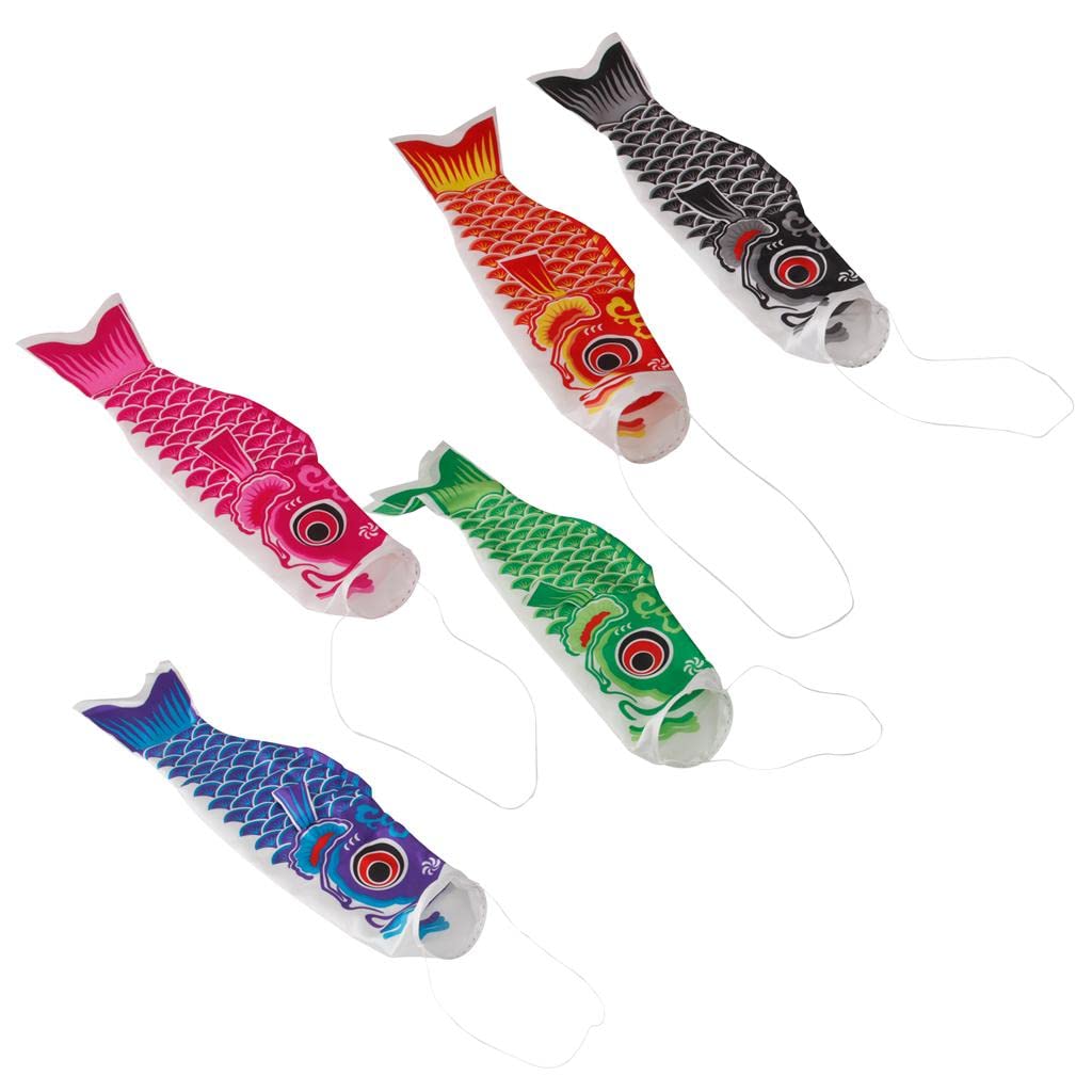 Gazechimp Lot de 5pcs 40cm Japonais Banderole Koinobori en Forme de Carpe Couleur Différent