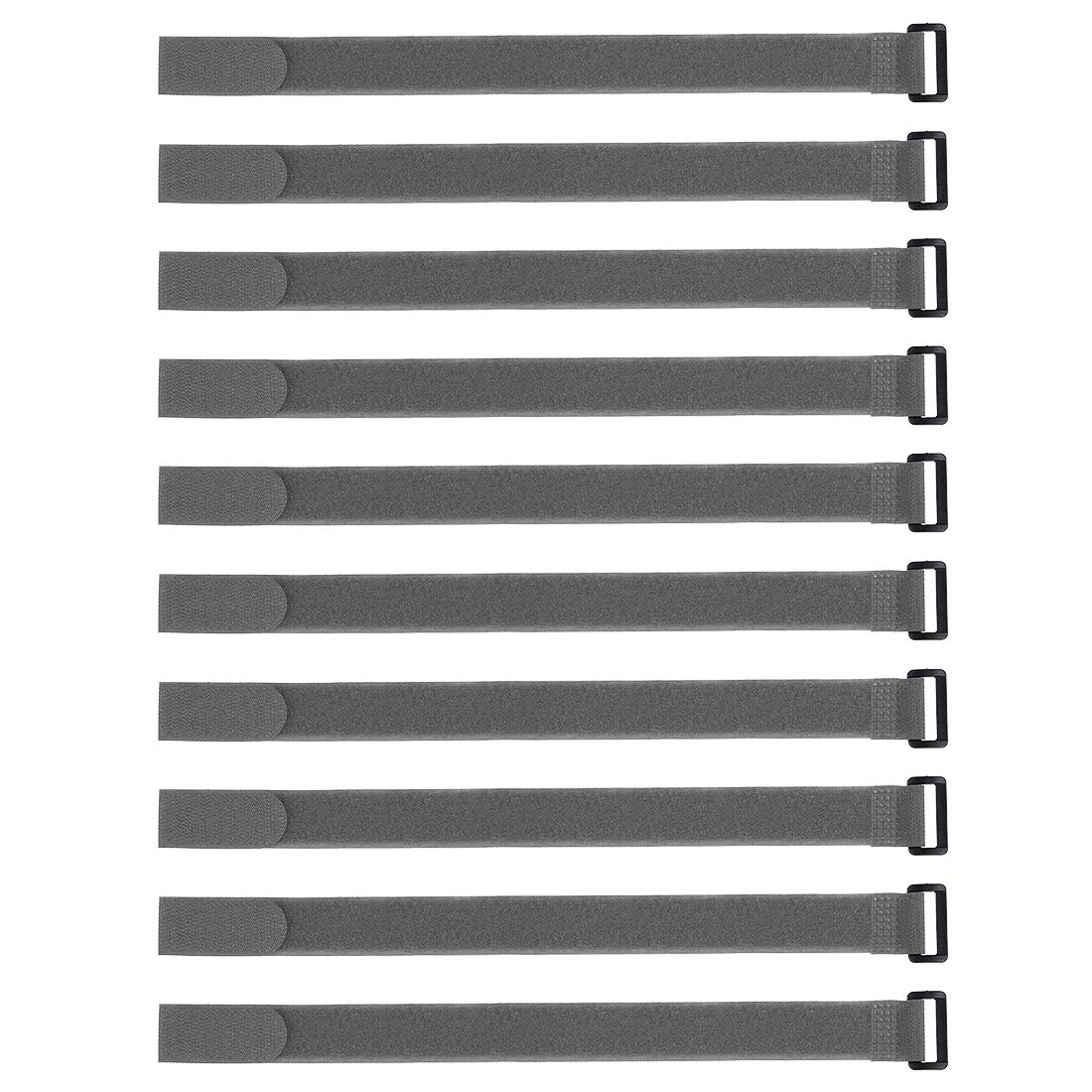 uxcell 10pcs Hook and Loop Straps, 1-inch x 16-inch Securing Straps Reusable Fastening Cable Tie (Gray)