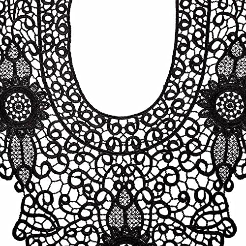Lace collar,insert collar,neckline,lace,multicoloured,embroidered embroidery,lace trim,dress,sewing,DIY,handmade,front,lace appliqu? embroidered,wedding,lace motif,patches,black - Image 4