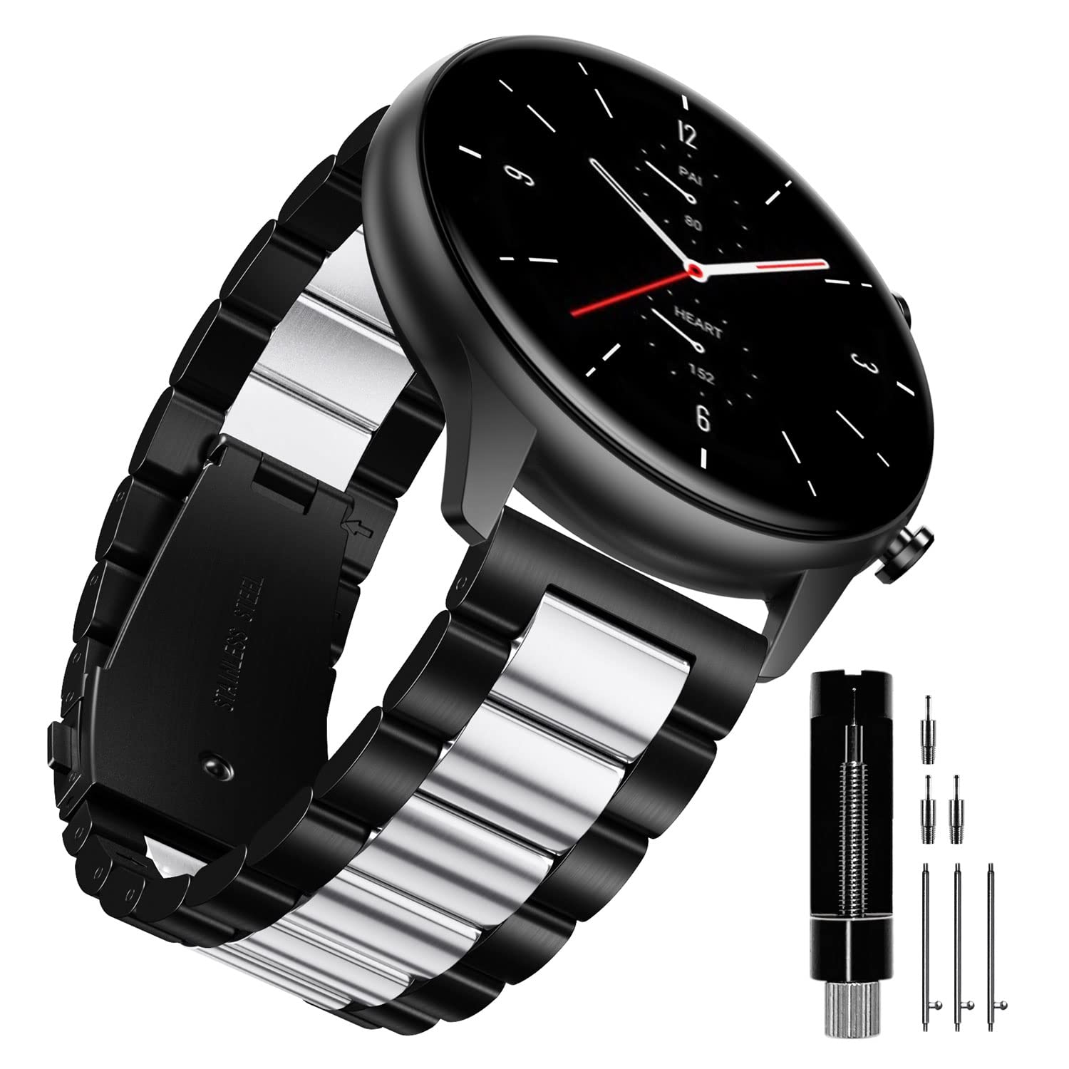 YABZOZ Cinturino Compatibile con Amazfit GTR 2 / GTR 2e / Stratos 3 / GTR 47mm / GTR 3 / GTR3 PRO Metal 22mm Cinturino