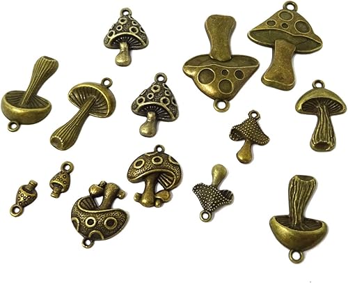 Miniatura 4 de Honbay 42 dijes de aleación de hongos, bonitos hallazgos de joyería para aretes, collares, pulseras, llaveros y manualidades (7 estilos), aleación