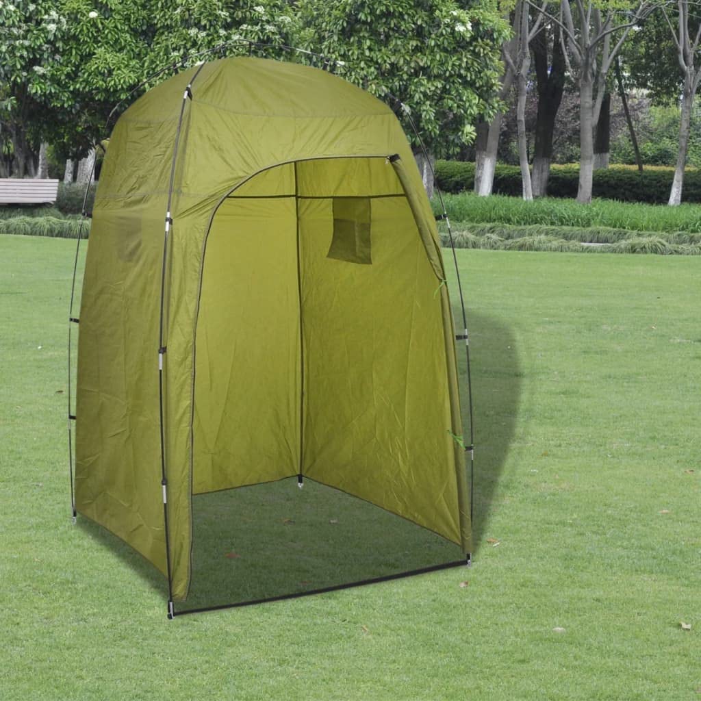 vidaXL Tenda Pop Up da Campeggio Viaggio Spiaggia Cabina Armadio Doccia Privacy Robusta Impermeabile con Borsa in PU e Fibra di Vetro Verde