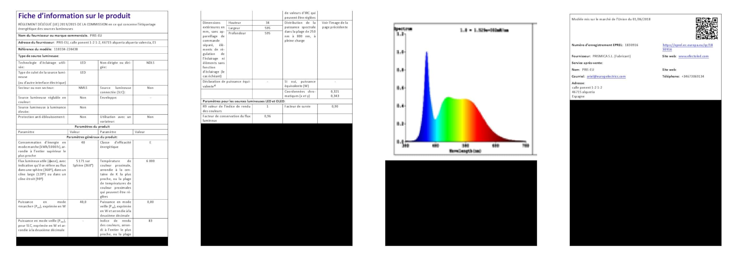 LEDKIA LIGHTING Panneau LED 60x60cm 40W 4800lm IP65 6000K Blanc froid