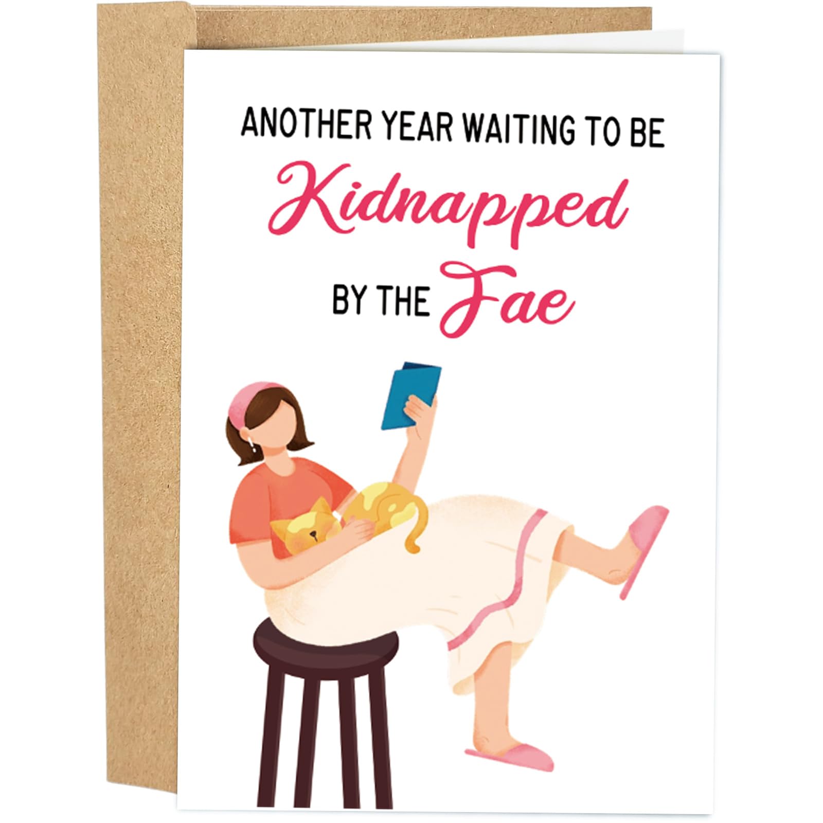 Naixiwen Funny Book Birthday Card for Women, Fancy Bookworm Birthday Card for Female Friend, Happy Birthday Card for Sister, Kidnapped by The Fae Card