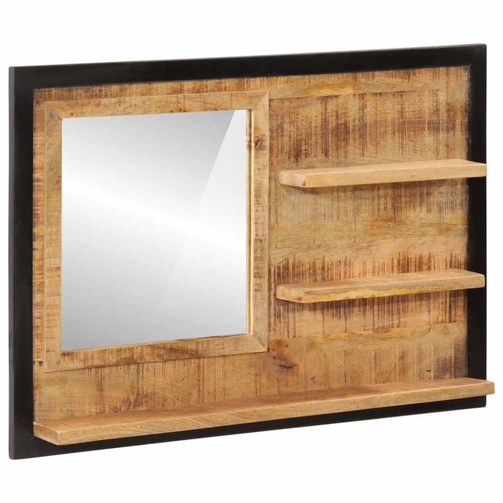 Vetnasa Espejo con estantes Madera Maciza de Mango y Vidrio 80x8x55 cm Casa y jardín, Decoración, Espejos Marrón 7,25 KG