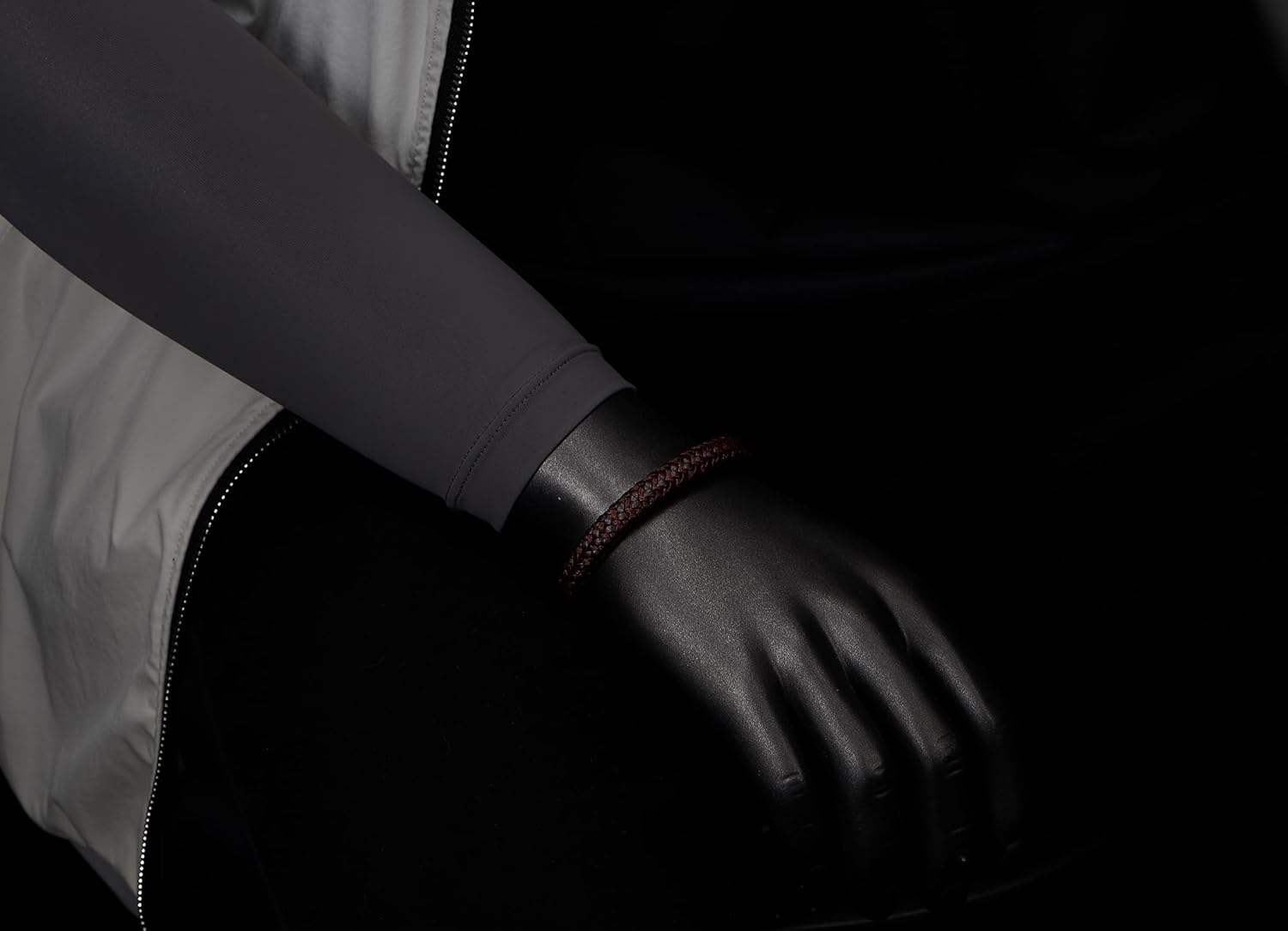 COOLSTEELANDBEYOND Men's Brown Braided Leather Bracelet with Matte Black Clasp, Nordic Minimalist Jewelry for Daily Wear, Rustic Masculine Fashion Gift for Him - Image 2