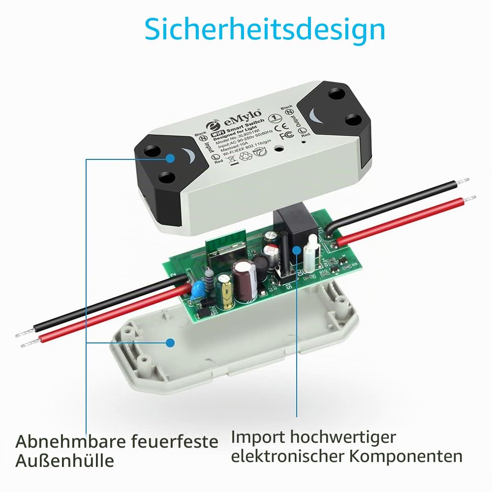 eMylo 6 PCS 2.4G WLAN Schalter Universal Smart WiFi Lichtschalter Relaismodul Fernbedienung Timer Sprachsteuerung mit Alexa Echo, Google Assistant DIY Smart Home Unterstützung Android iOS APP