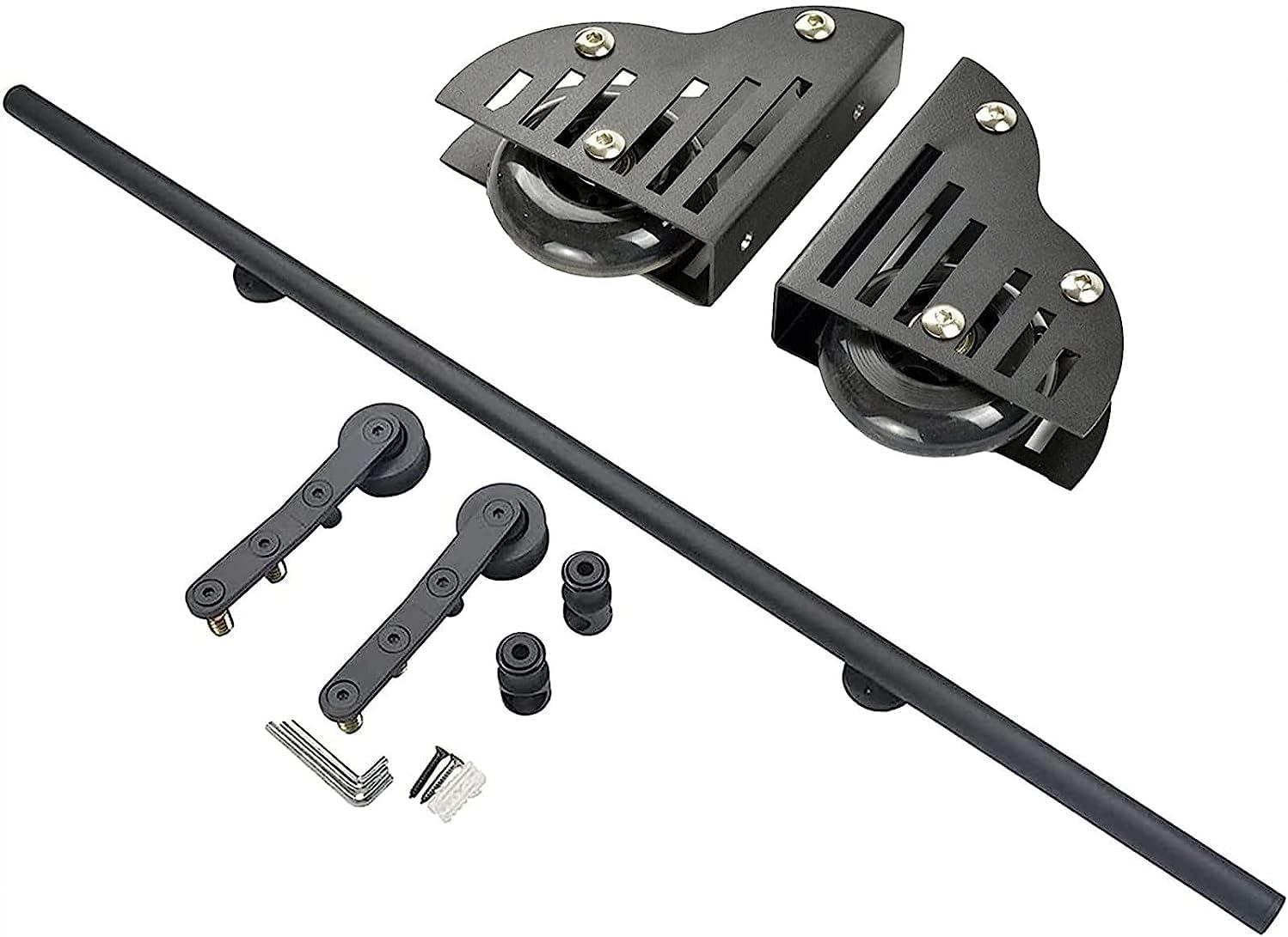 Rolling Library Sliding Ladder Hardware Kit - Sliding Barn Door Track Hardware Accessories, Carbon Steel Round Tube Mobile Ladder Rail, for Home/Indoor/Loft (Size : 300cm(9.8 ft) t