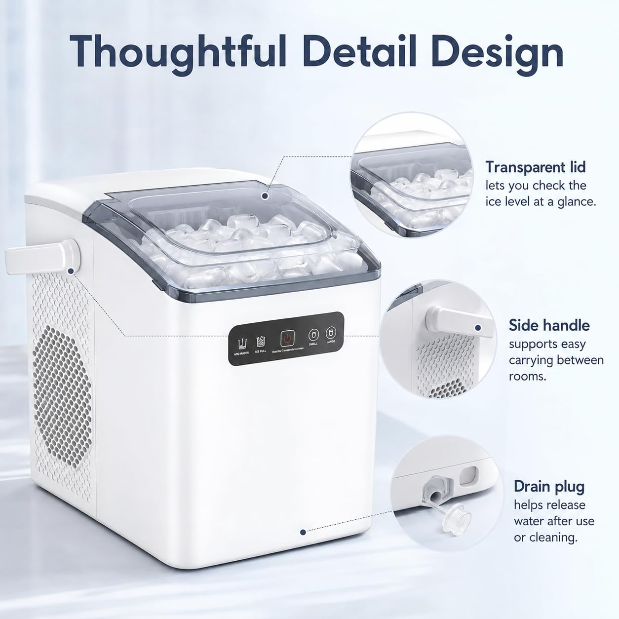 Máquina De Hielo Portátil, 12 Kg/24h, 8 Cubos En 6 Minutos