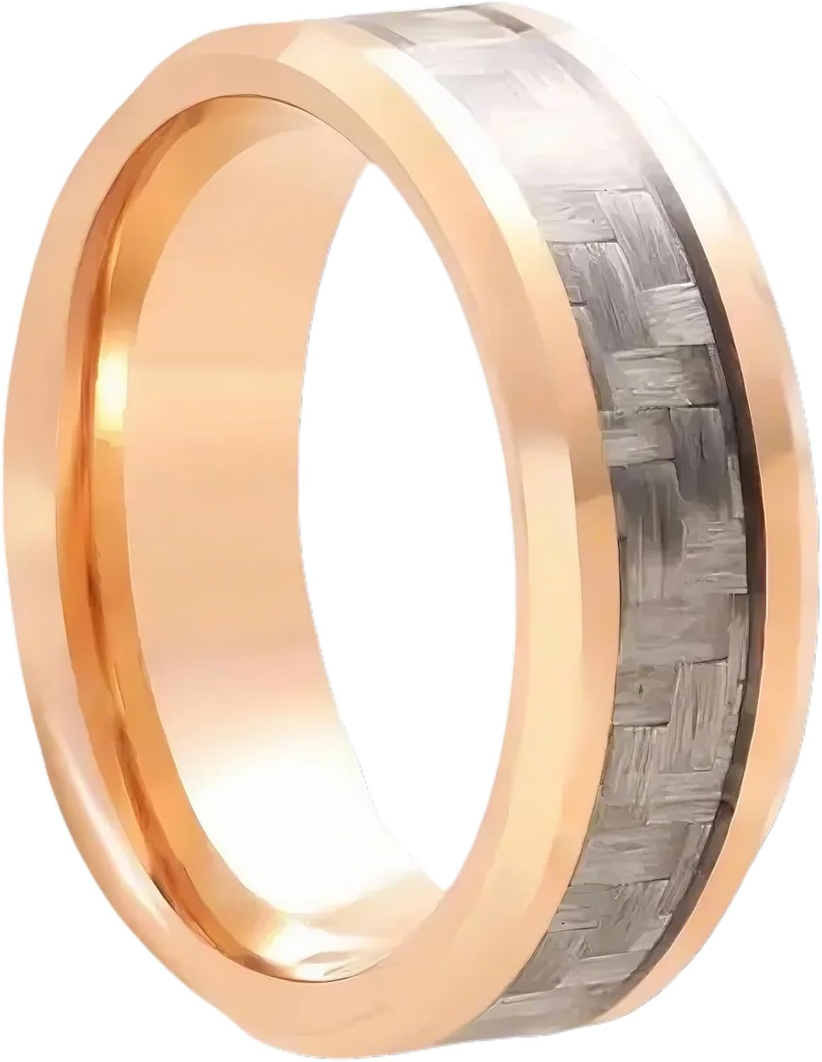 Gold Rings for Men,Stainless Steel Gold Pinky Ring for Men with Grey Carbon Fiber Inlay Polished Finish, Mens Rings Jewelry Gift