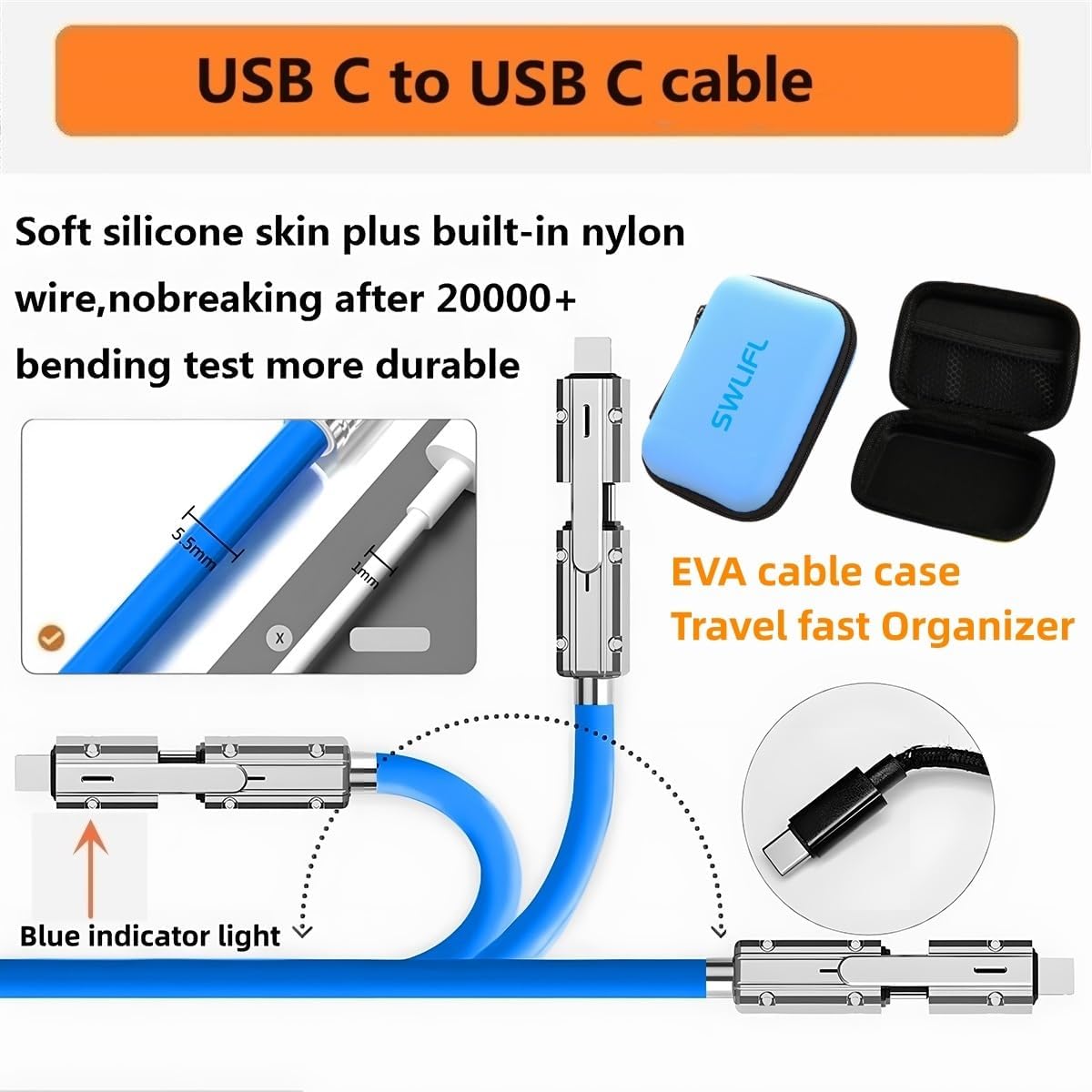 2 Pack USB C to C Cable 5ft-Fast Charger-Chubby Silicone 4 in 1 USB C Charging Cable USB A/Type C to Multi-Charger Cables & Data Sync,480Mbps for Phone17 16 15 14 13 12Mac,Galaxy S25 S24 S23 S22 - Image 5