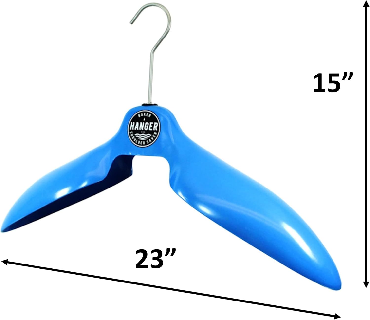 Parka Coat Hanger 'Shoulder Saver' by BAKER HANGER - USA Made - 6 Inch Swivel Hook (Blue)